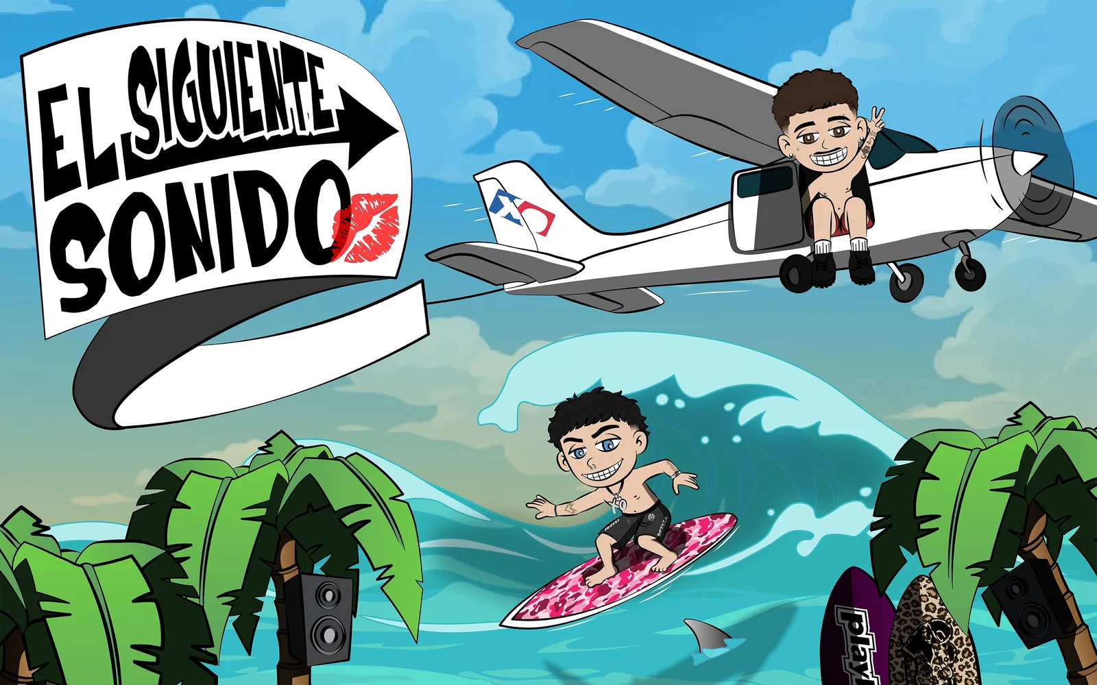 Portada de «El Siguiente Sonido», el EP conjunto de XIAN, 6GLCK, Marco Tiedra, ADAN y GUSI
