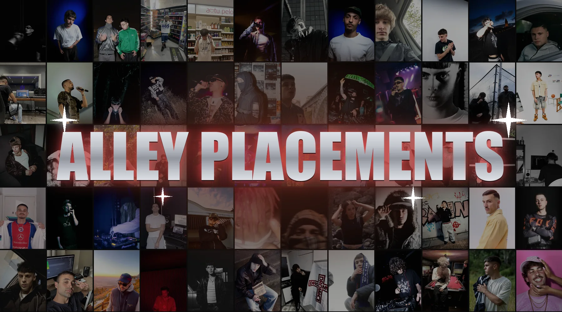 Mosaico con las fotos de perfil de los artistas y productores de Alley Placements